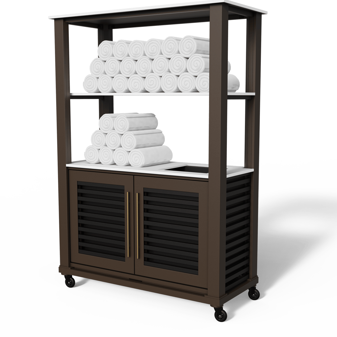 CSI_TowelRack_BlackSlats_AntarticaCorian_BrassHandles_MansardBrown_Angle1