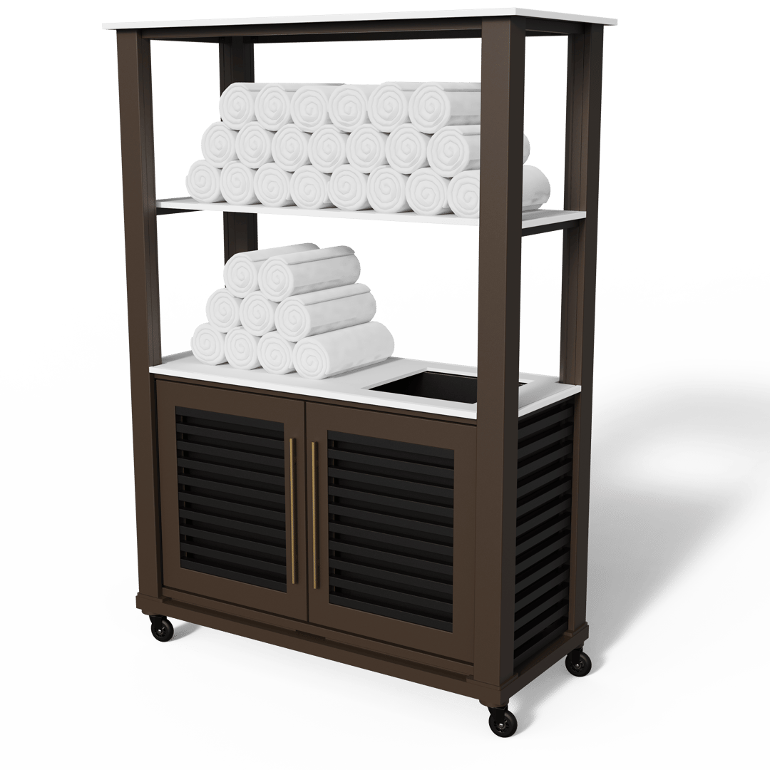 CSI_TowelRack_BlackSlats_AntarticaCorian_BrassHandles_MansardBrown_Angle2