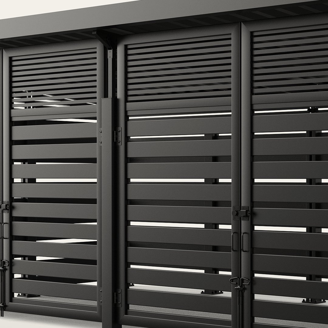 roofed-enclosure-1122R_Metal_6inSlats_ElectricBlack-L