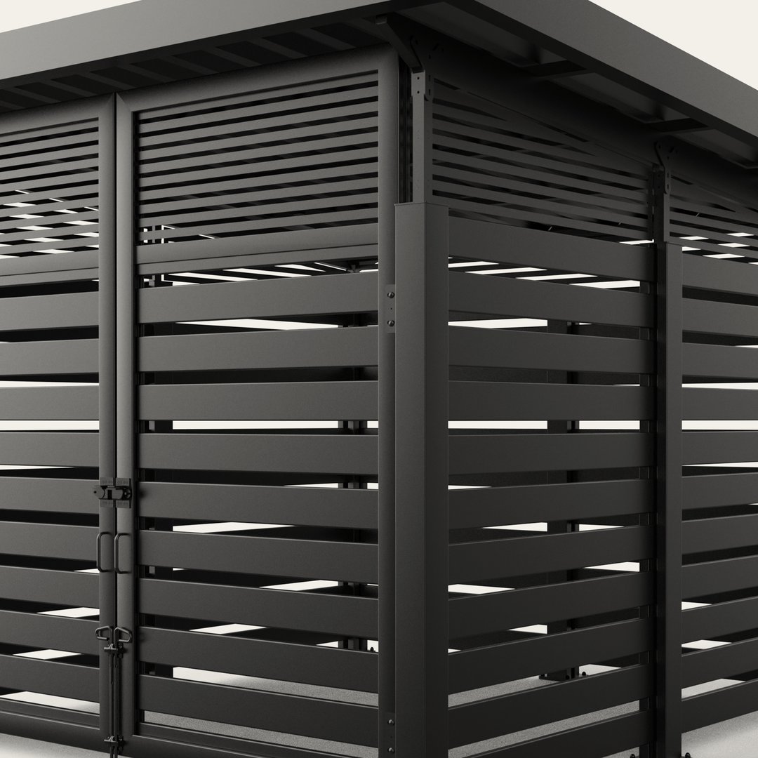 roofed-enclosure-1111R_Metal_6inSlats_ElectricBlack-L