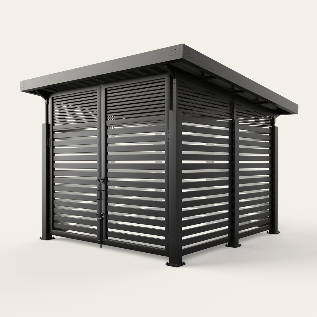 roofed-enclosure-1111R_Metal_4inSlats_ElectricBlack
