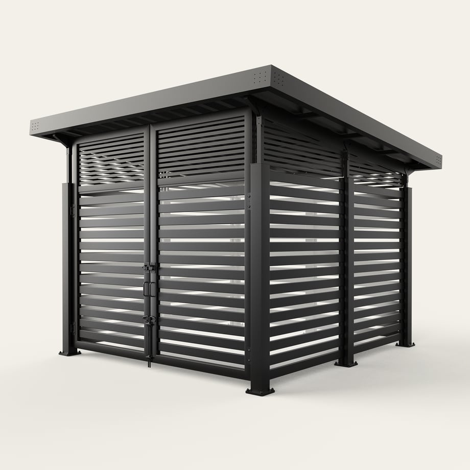 roofed-enclosure-1111R_Metal_4inSlats_ElectricBlack