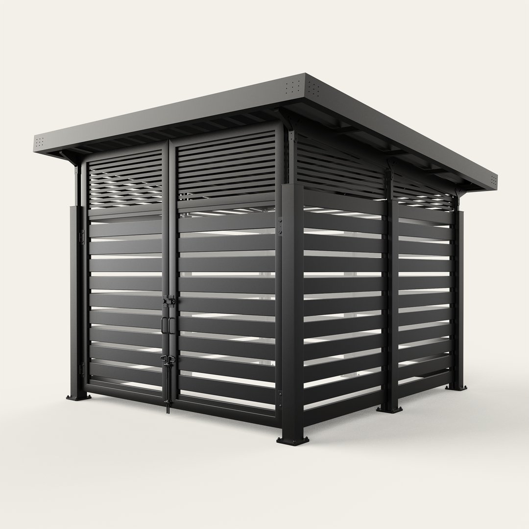 roofed-enclosure-1111R_Metal_6inSlats_ElectricBlack