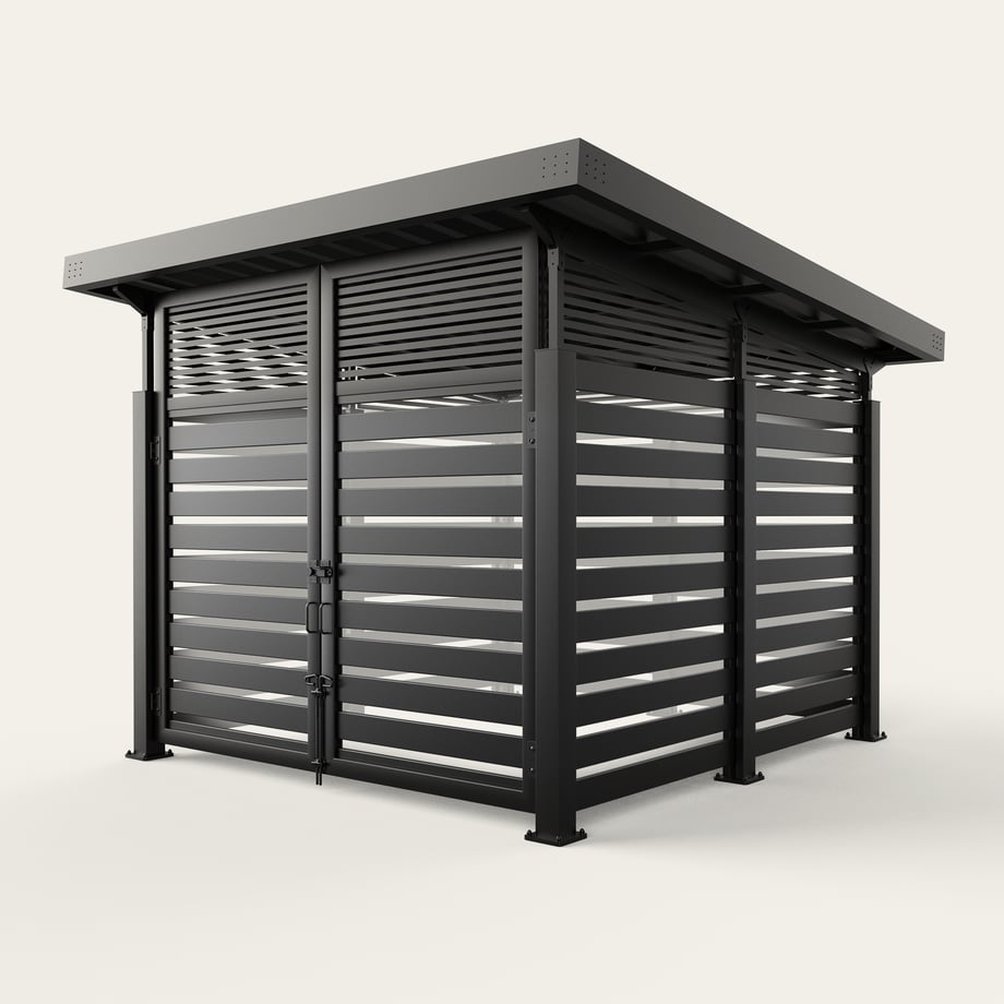roofed-enclosure-1111R_Metal_6inSlats_ElectricBlack