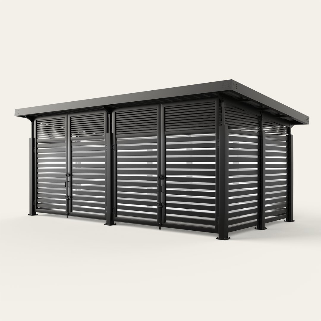 roofed-enclosure-1122R_Metal_4inSlats_ElectricBlack