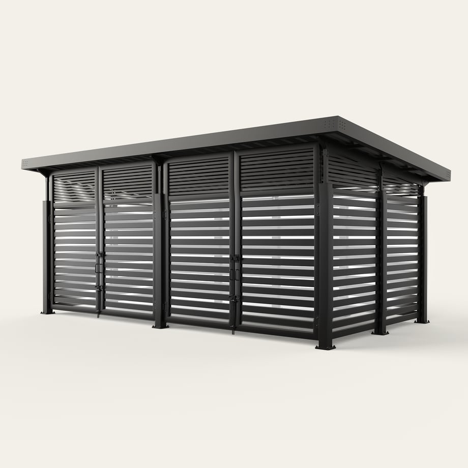roofed-enclosure-1122R_Metal_4inSlats_ElectricBlack