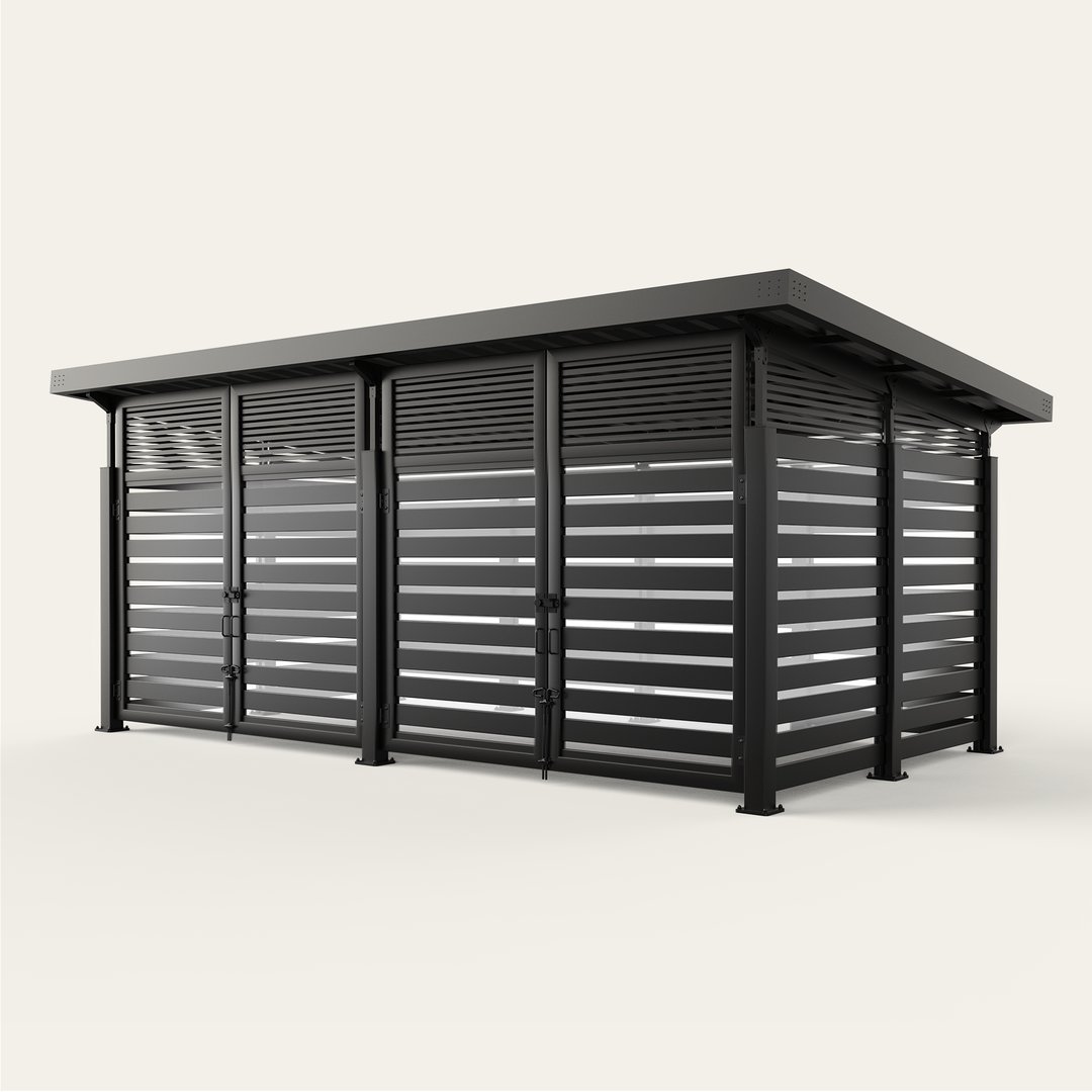 roofed-enclosure-1122R_Metal_6inSlats_ElectricBlack