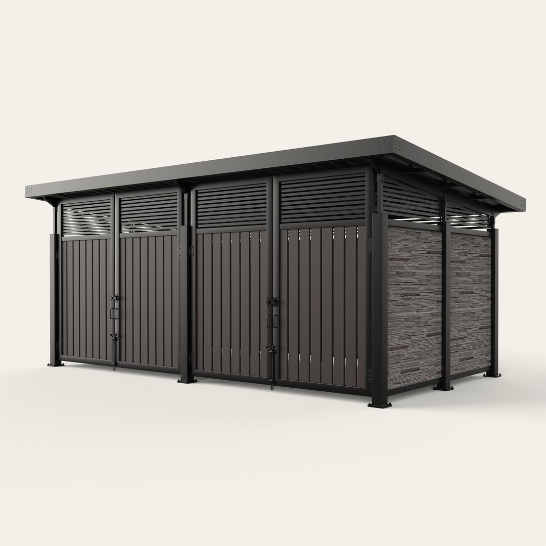 roofed-enclosure-1122R_Vertical6inSlat_MissionHillLedgestone