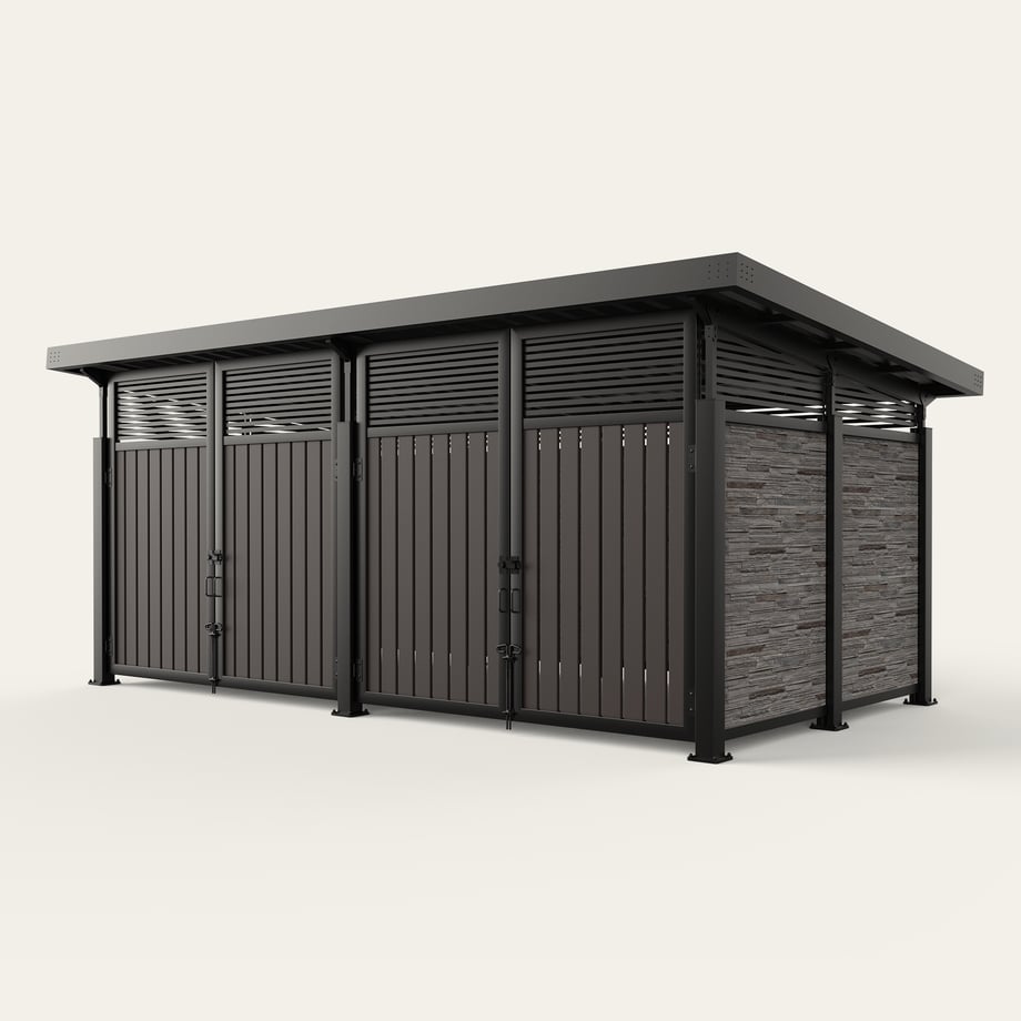 roofed-enclosure-1122R_Vertical6inSlat_MissionHillLedgestone