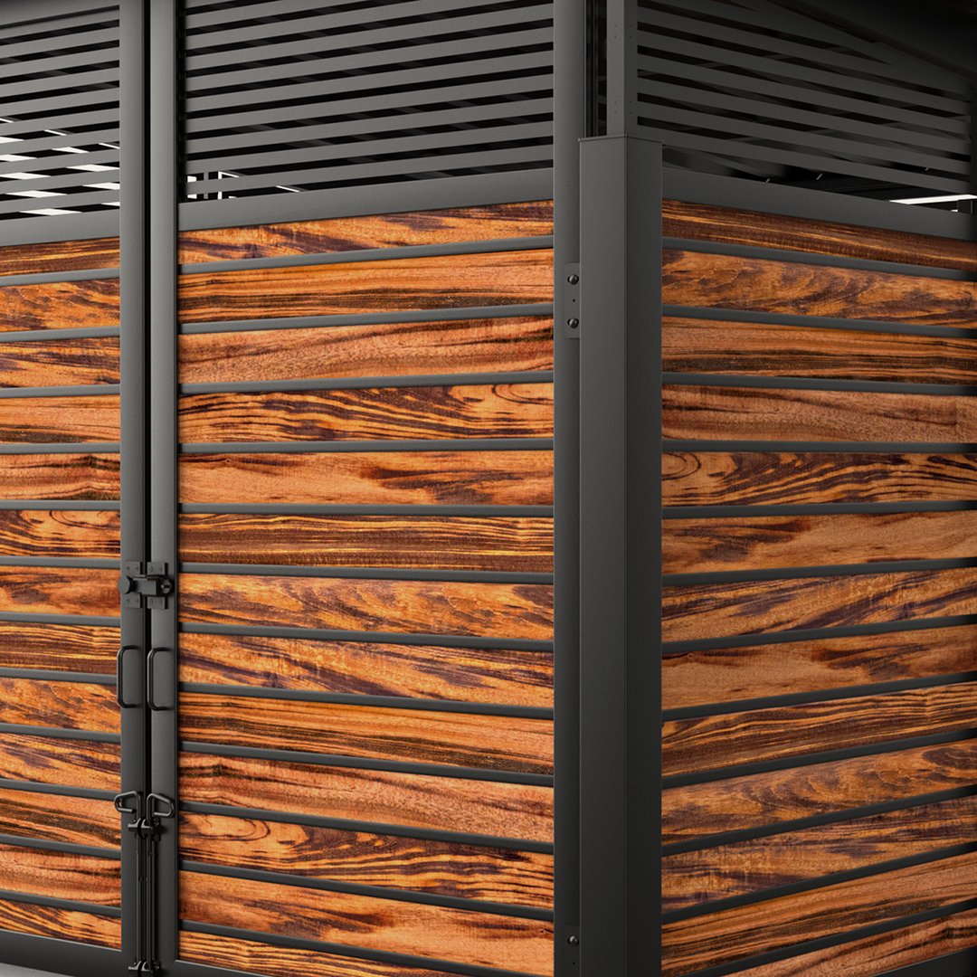 roofed-enclosure-1111R_HorizontalWideStiffener_Tigerwood-L