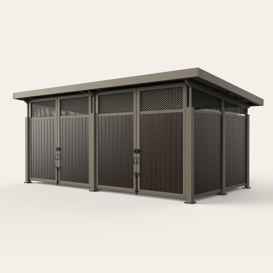 roofed-enclosure-1122r-DarkHickory-PerfTreadTransoms_SlateGray