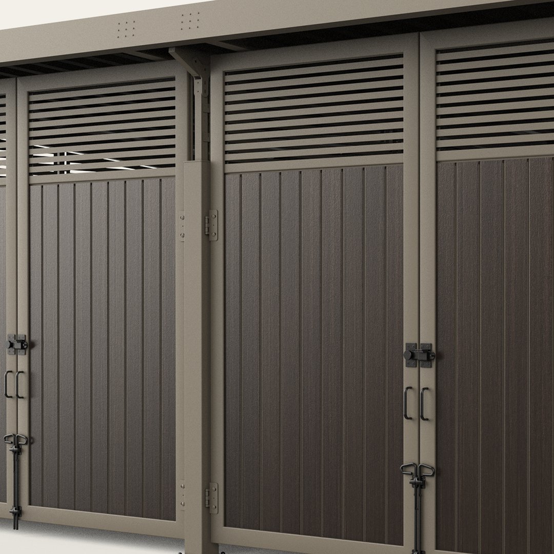 roofed-enclosure-1122r-DarkHickory-PlanarHorizontalSlatTransoms_SlateGray-L