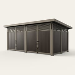 roofed-enclosure-1122r-DarkHickory-PlanarHorizontalSlatTransoms_SlateGray
