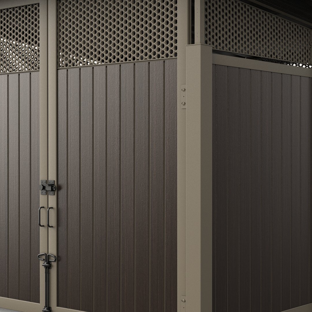 roofed-enclosure-1111r_Dark-Hickory-Perforated-Tread-Transoms-SlateGray-L