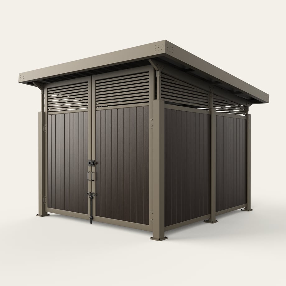 roofed-enclosure-1111r_Dark-Hickory-Planar-Horizontal-Slat-Transoms-SlateGray