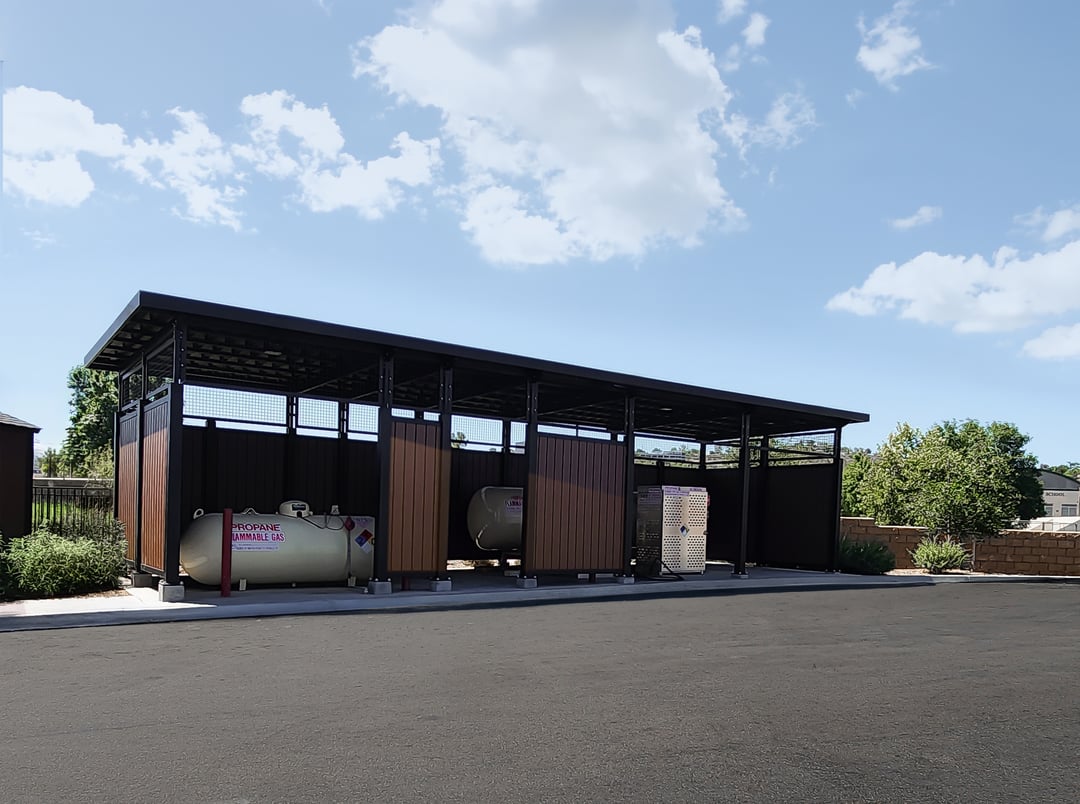 Covrit-Roofed-equipment-Enclosure-vertical-plankwall-gas-station