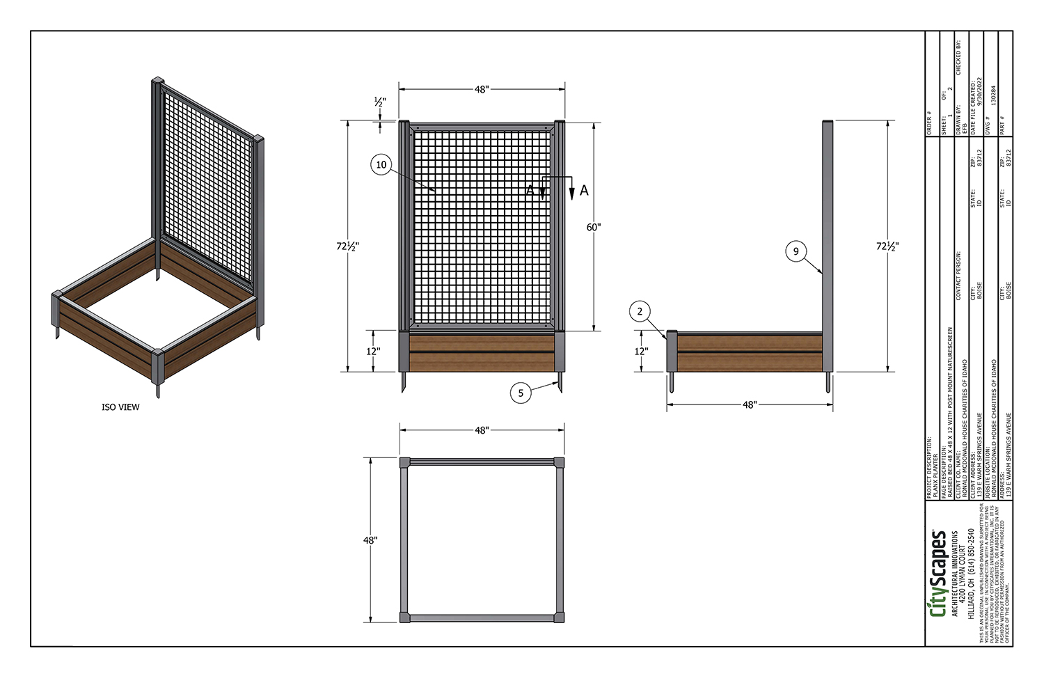 Raised Bed with Trellis Drawing